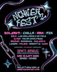 Deuxième édition du festival Nower Fest', le samedi 13 septembre 2025 au parc des Promenades de la ville de Saint-Brieuc (22).