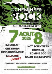 Les Cheminées du Rock à Saillat-sur-Vienne - Festival de musique le 07 août - La 17e édition des Cheminées du Rock revient à Saillat-sur-Vienne...